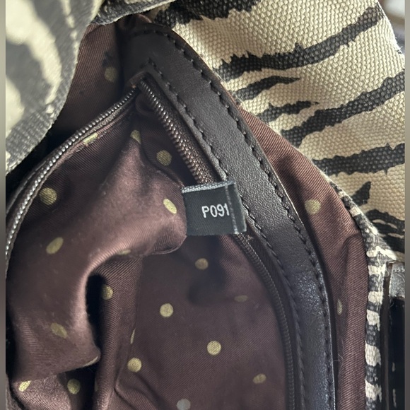 Kate Spade Zebra Print Canvas Handbag with Brown Leather Accents - Picture 9 of 16